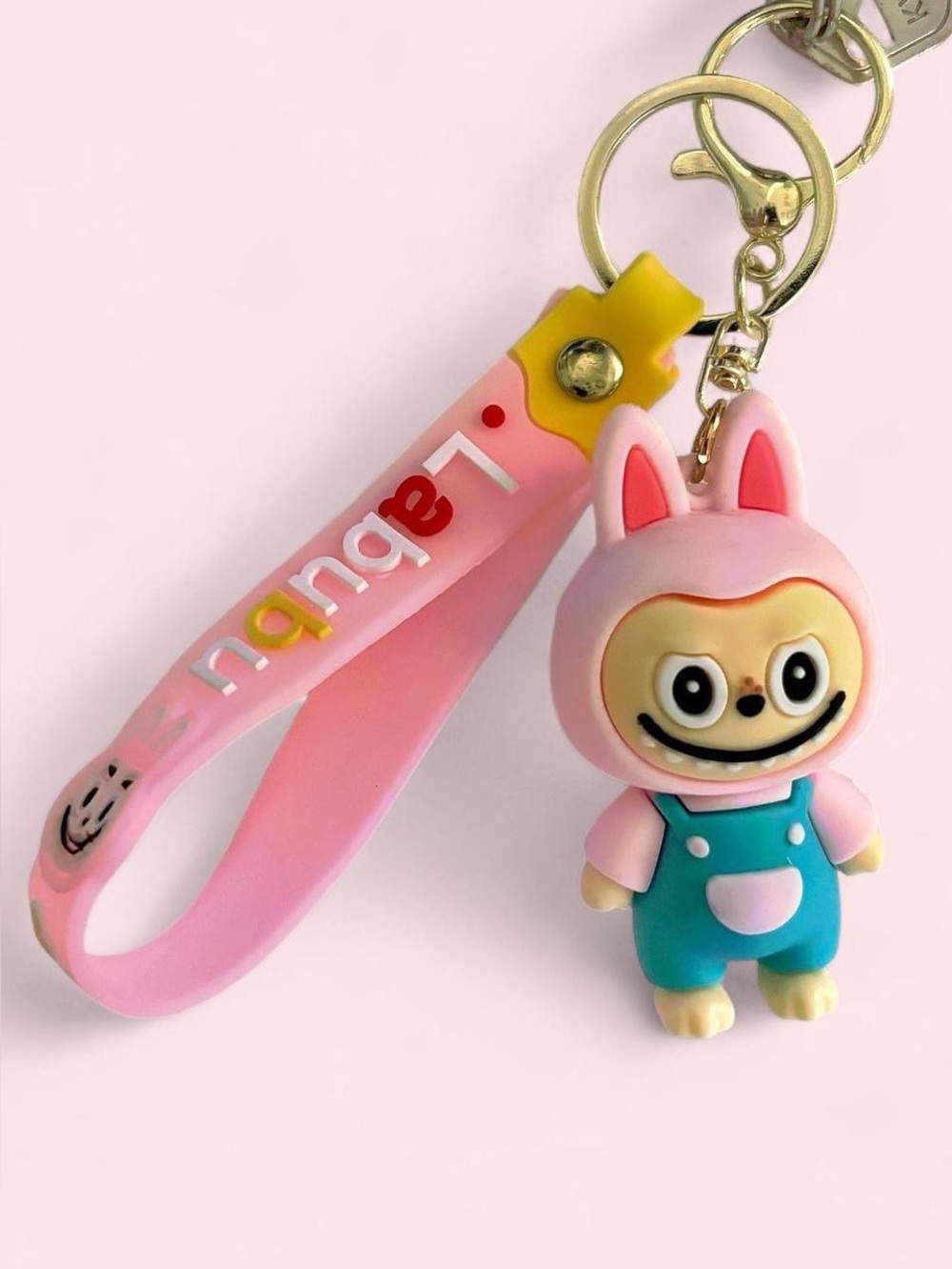 Pink Monster Labubuz Bag Charm/ Keychain w/ Pink Jelly Hand strap/ Bracelet